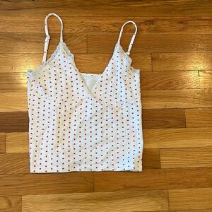 Brandy Melville heart tank top with lace trim. One size